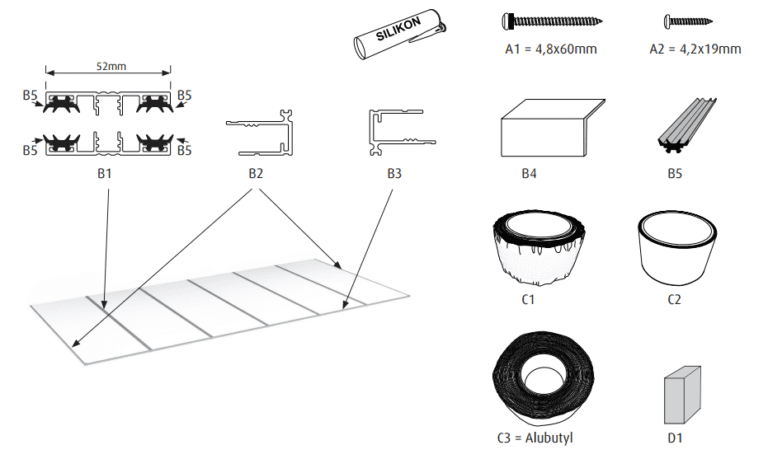 Stegplatten und Zubehör für das standardsystem